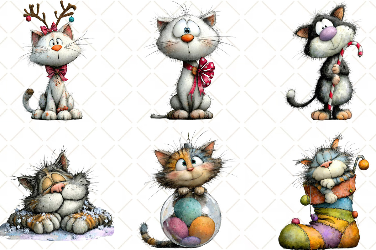 Christmas Cat Clipart, an Illustration by Black Bird Studio (Photo 4 of 6)