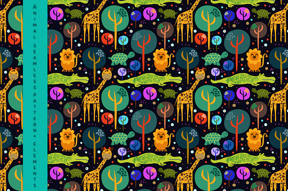 Safari Animals pattern & elements preview 2