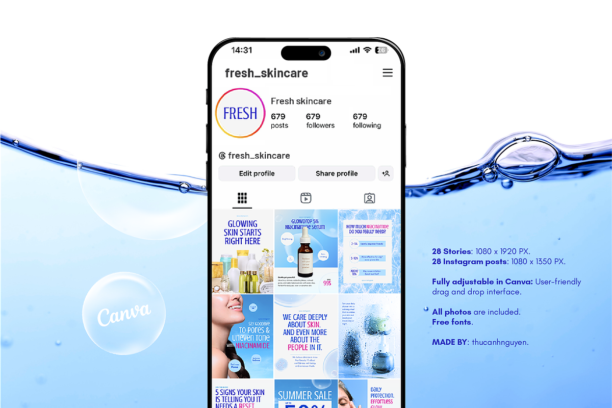 FRESH-Beauty Instagram Canva Templates preview 5