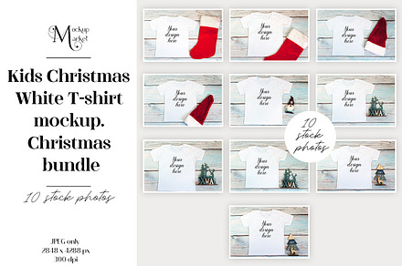 Kids Christmas T-shirt mockup bundle