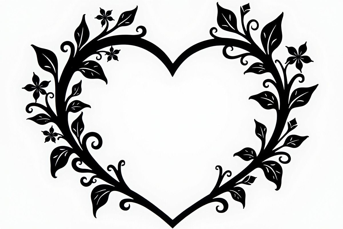 8 Heart Silhouette Floral Frames, an Illustration by hafijul (Photo 6 of 9)