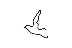 dove bird peace fly line logo design, a Branding & Logo Template by devastd