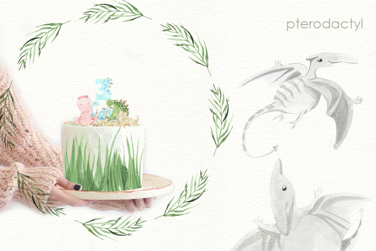 Dinosaurs cute illustration, an Illustration by Love Watercolor Store (Photo 3 of 13)