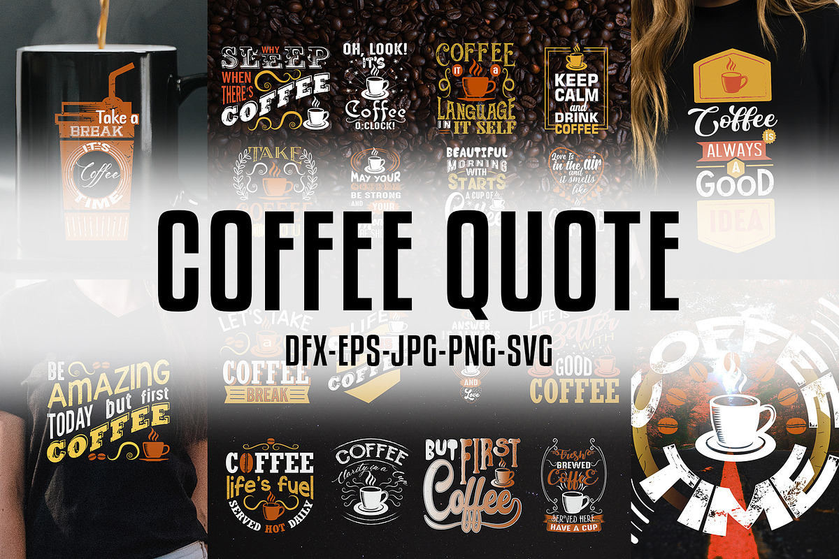 Coffee Quotes SVG Files Vol 5, a Decorative Illustration by Tosca Digital (Photo 1 of 6)