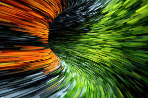 Abstract swirling tunnel vibrant gre, an Abstract Photo by Pixeness Studio