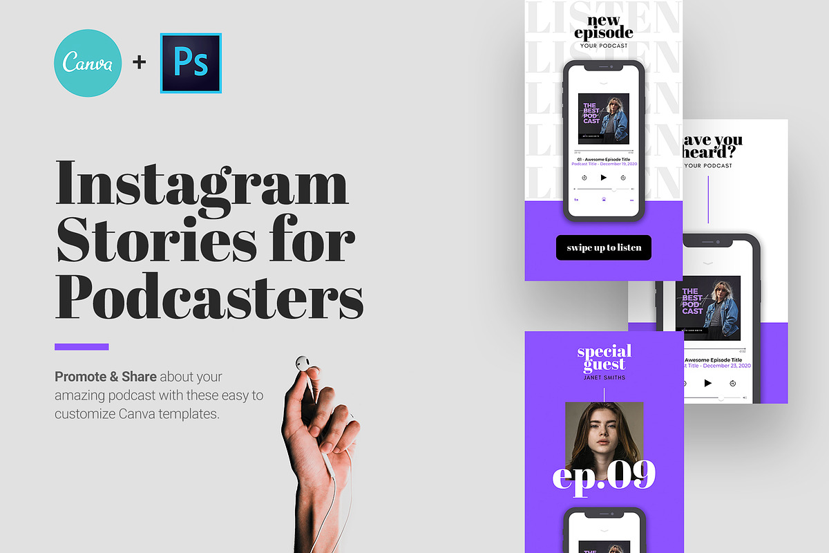 Podcast Bundle for Instagram, a Social Media Template by Roger Coles (Photo 8 of 13)