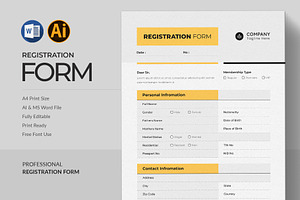 Registration Form | MS Word, a Stationery Template by Pixelpick