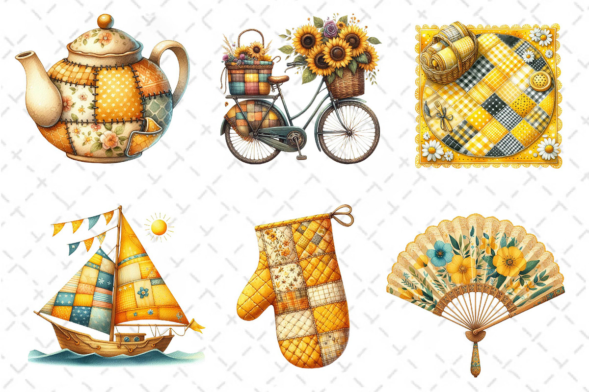 Yellow Patchwork Summer Clipart, an Illustration by Dream Creation (Photo 5 of 6)
