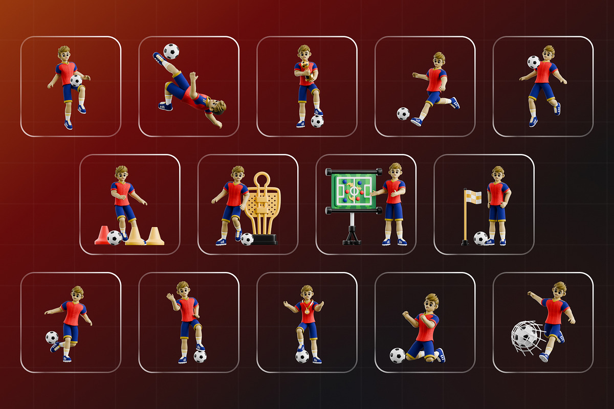 Football Learn 3D Character Pack, a Characters & Person 3D Model by Haps Space (Photo 4 of 4)