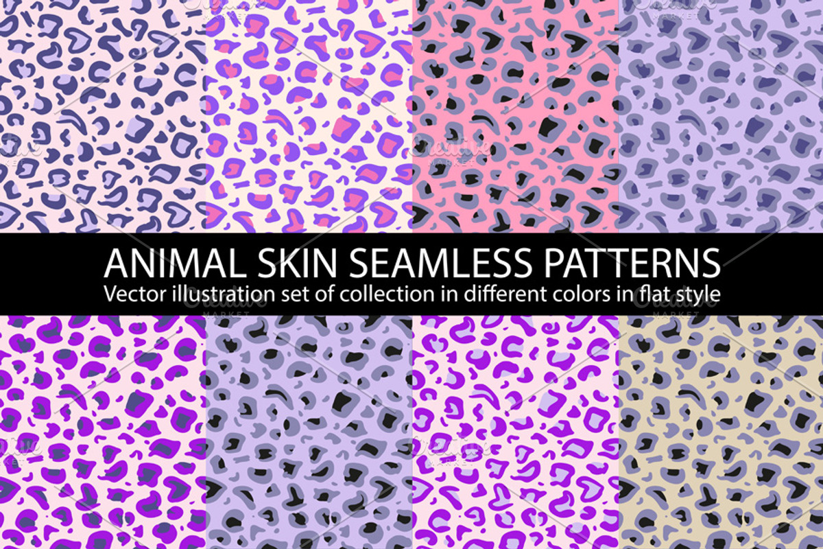 8 set Pink violet animal skin Seamle, a Pattern Graphic by Rommeo79