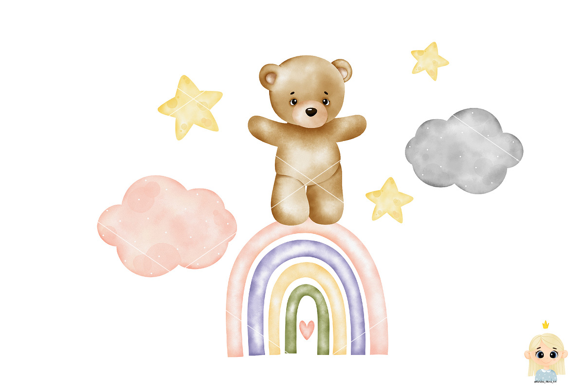 Baby Girl Watercolor clipart, an Animal Illustration by Natalya_Mona_Art (Photo 8 of 10)