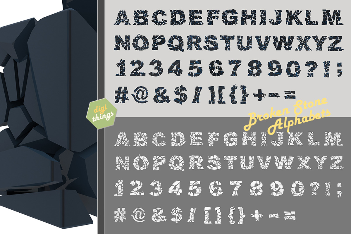 Cracked stone Alphabets