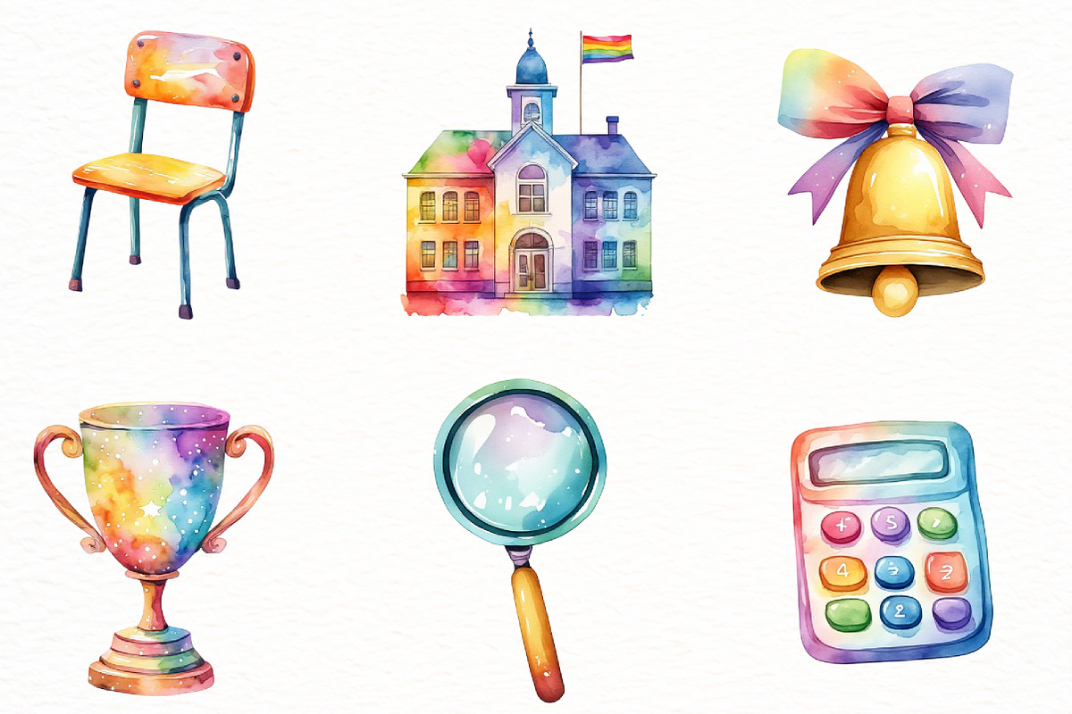 Pastel Cute Back to School Clipart, a Seasonal Illustration by Designworld (Photo 2 of 11)