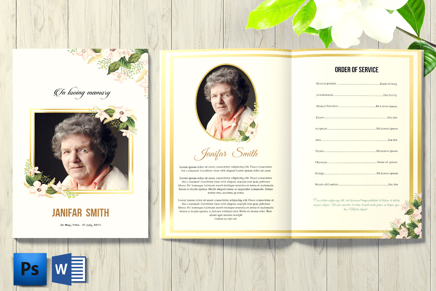 Funeral Program Template - V857, a Brochure Template by Template Shop