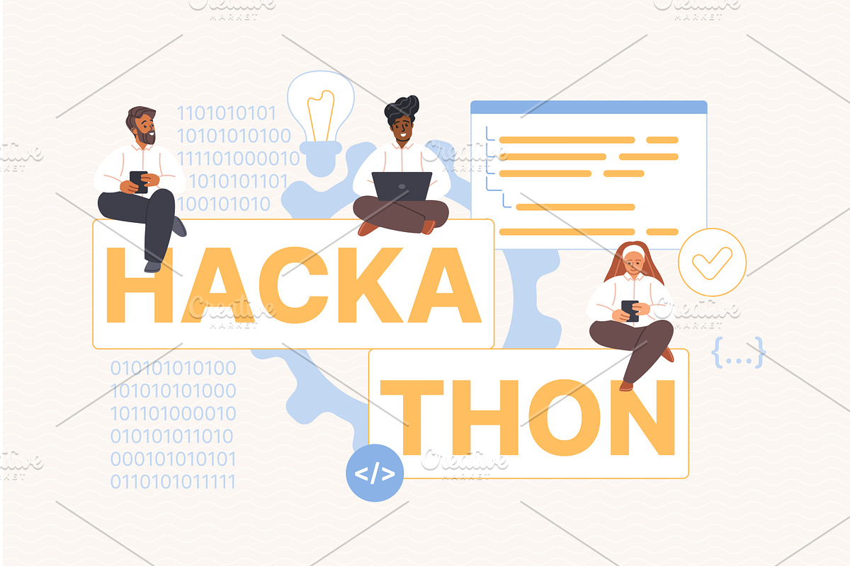 Hackathon infographic banner, a Technology Illustration by Lemberg Vector