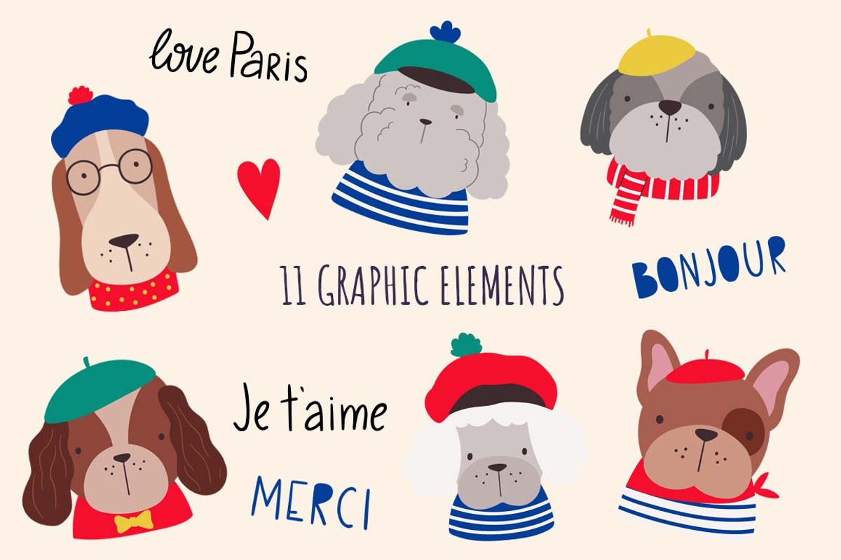 Cute French Dogs vector collection, an Animal Illustration by Irina Ostapenko (Photo 7 of 8)