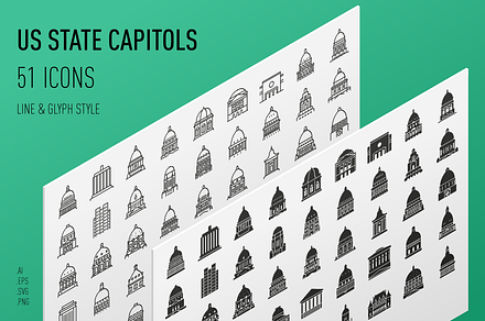 US State Capitols Icon Set