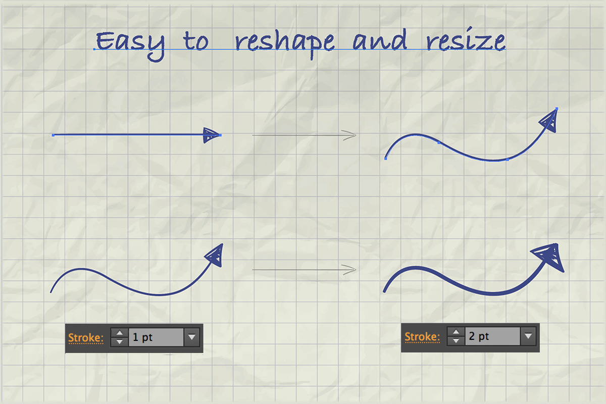 Illustrator Arrow-Shaped Art Brushes, a Brush Add-On by Olya Creative (Photo 5 of 6)