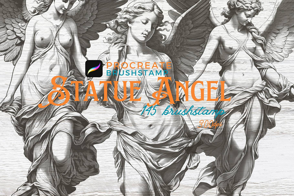 145 Angel Statues brushstamp, a Brush Add-On by TaKong Magics (Photo 4 of 7)