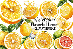 Watercolor Flavorful Lemon Clipart, an Illustration by Craft Nest