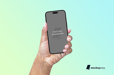 PSD iPhone 14 in Hand by Mockupeasy