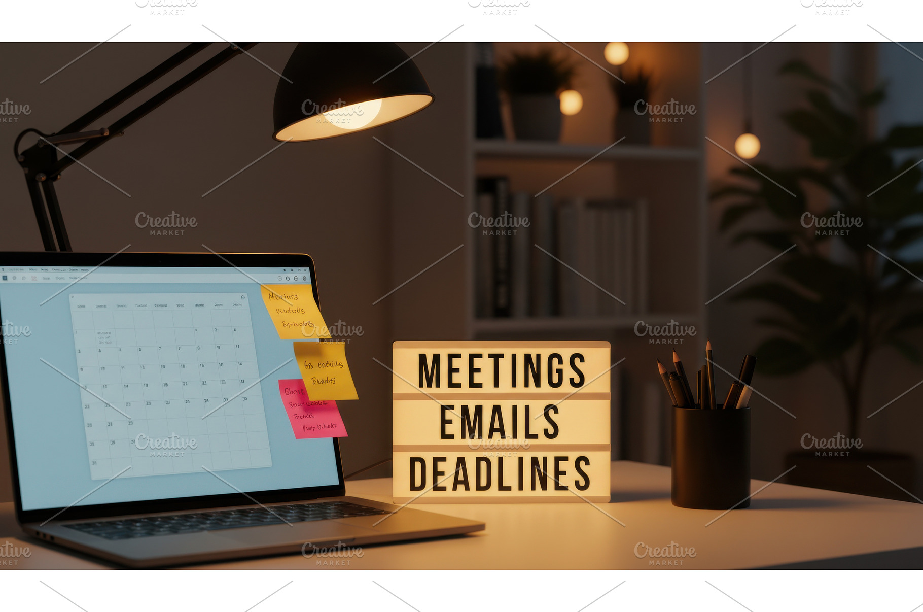 Office desk at night featuring, a Business Photo by Igor Tichonow