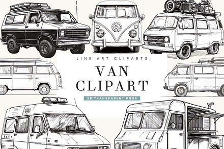 Van Line Art Clipart  Bundle