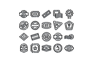 Collection of outline style labels, an Object Graphic by pikepicture