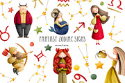 Watercolor Fantasy Zodiac Signs Set, a Person Illustration by Art and Funny (Thumbnail 1 of 7)