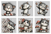 Whimsical Silver Spring Cat Clipart, an Illustration by Black Bird Studio (Thumbnail 5 of 5)