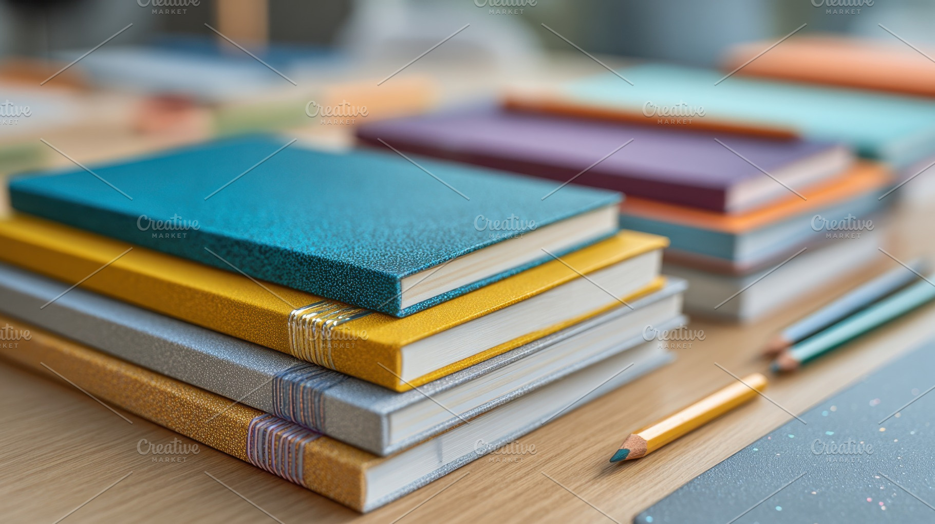 Colorful notebooks on a wooden table, a Photo by Beautiful things