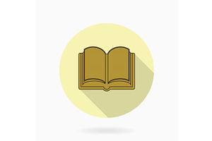 Modern Vector Flat Icon With Book in, an Outline Icon by FineArtStudio