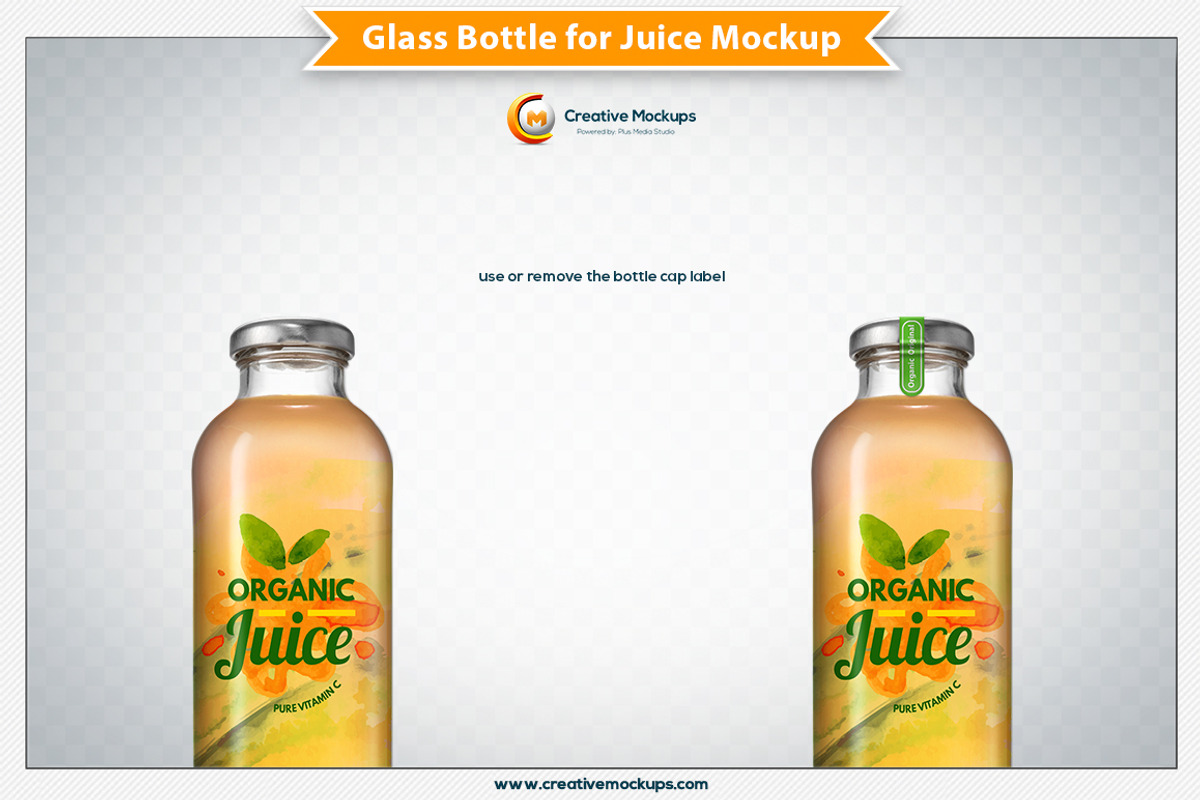 Glass Bottle for Juice Mockup, a Packaging Mockup by Plus Media (Photo 6 of 7)