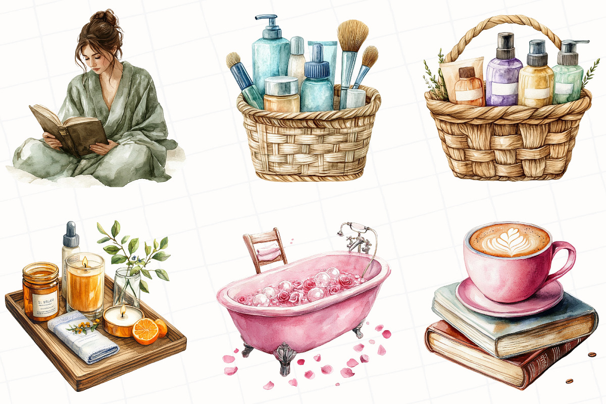 Girl Self Care Clipart, an Illustration by OK Design (Photo 4 of 5)