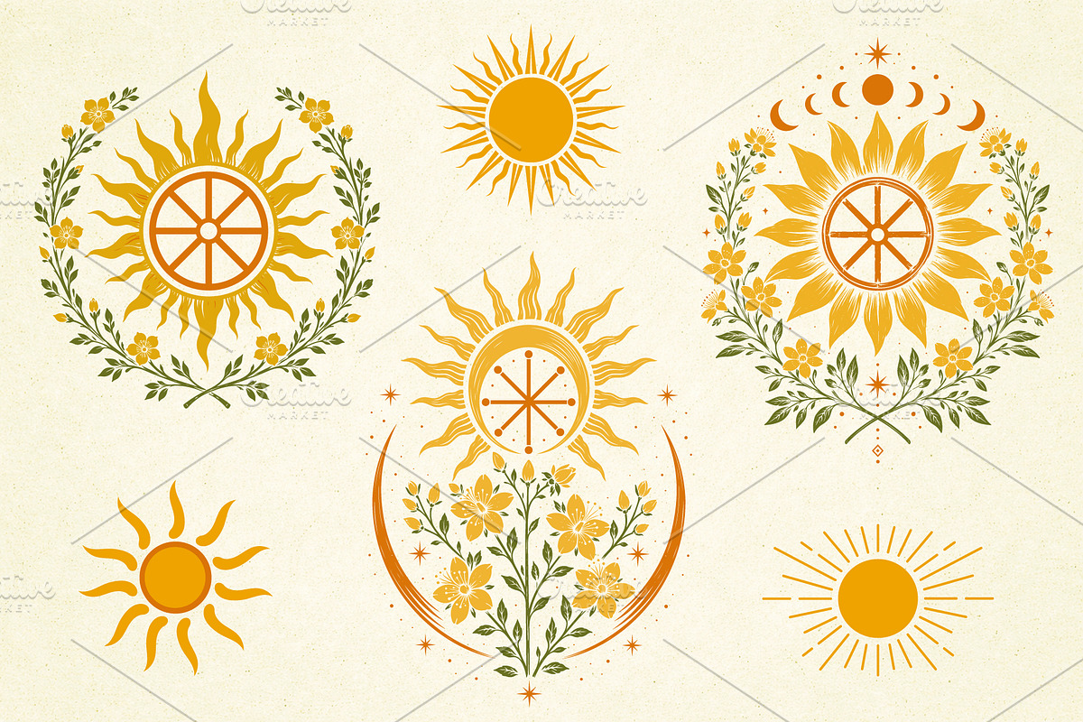 Midsummer Folk Symbols Vector Set, a Seasonal Illustration by Christine Krahl (Photo 10 of 11)