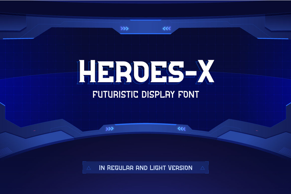 Heroes-X Futuristic Display Font, a Font by Mightyfire (Photo 1 of 3)