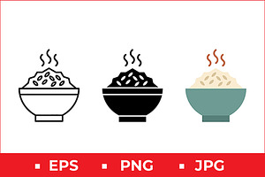 Steaming Rice Bowl Vector Art, a Solid Icon by Artonix