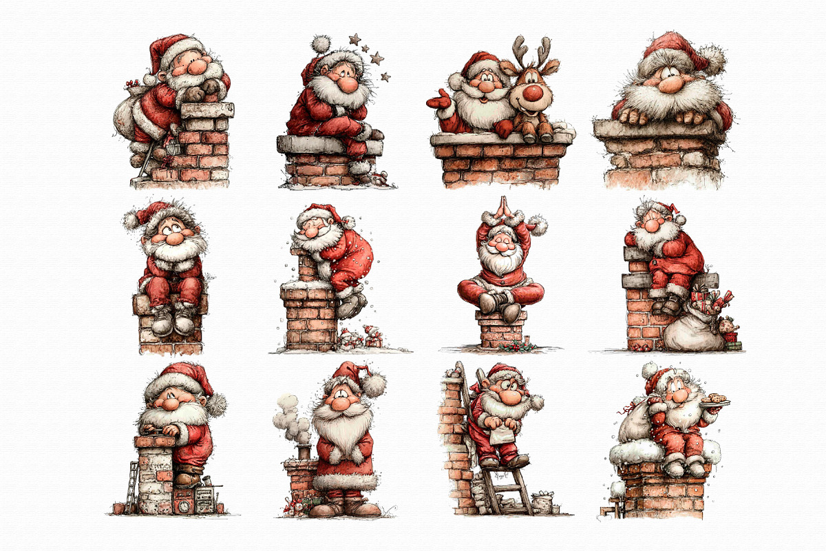 Funny Santa Chimney ClipArt's PNG, an Illustration by Libby Wishes (Photo 2 of 7)