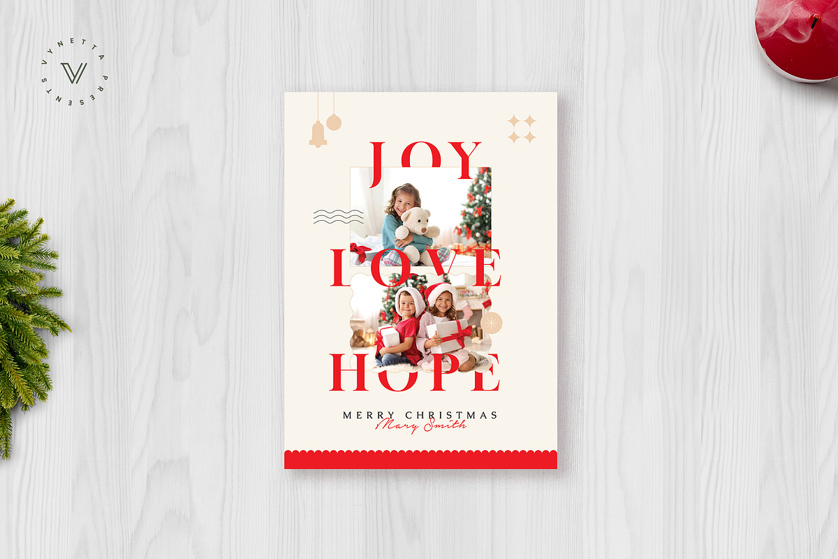 Elegant Modern Christmas Photo Card, a Card Template by Vynetta (Photo 5 of 5)