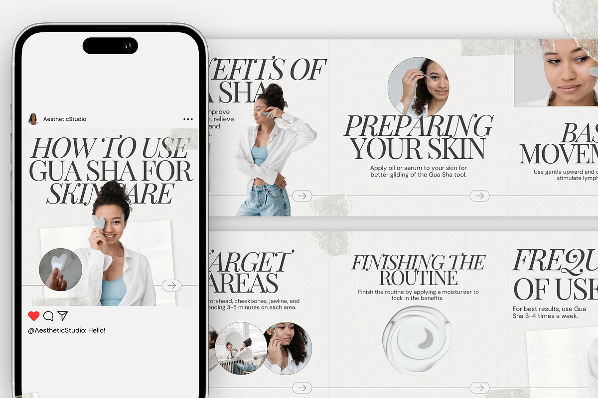 Skincare CANVA Instagram Carousel, a Social Media Template by Xenié Creative (Photo 4 of 8)