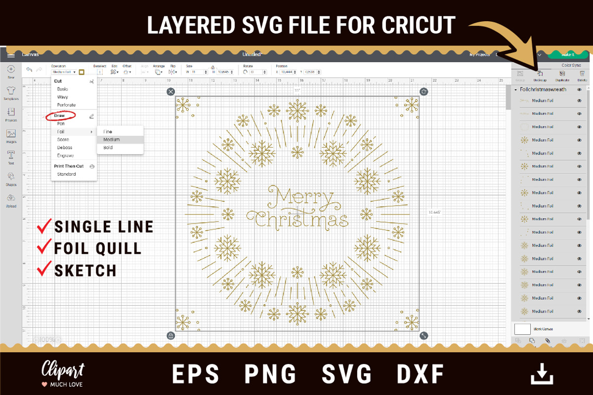 Single Line Christmas Foil Quill SVG, an Object Graphic by ClipartMuchLove (Photo 2 of 6)
