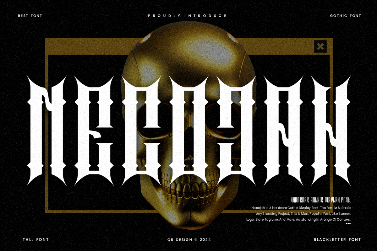 Necojah - Hardcore Gothic Font, a Blackletter Font by QR Design Studio (Photo 1 of 6)