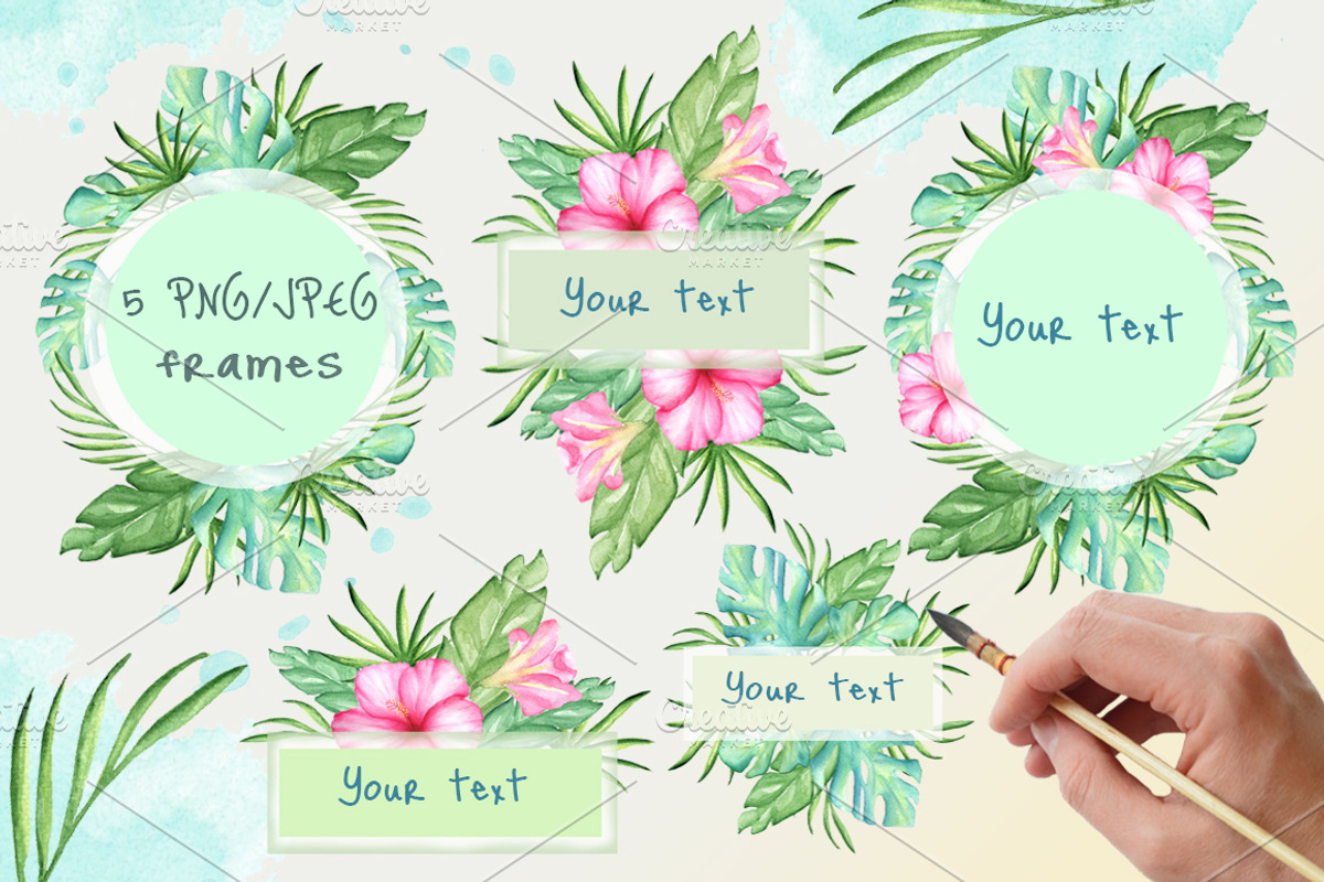 Pink flamingo set, an Illustration by artdreamer (Photo 2 of 6)