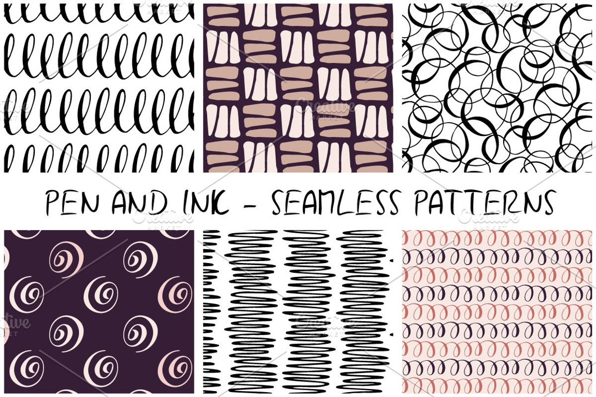 Pen and ink - seamless patterns, a Pattern Graphic by Wild Rose (Photo 1 of 8)
