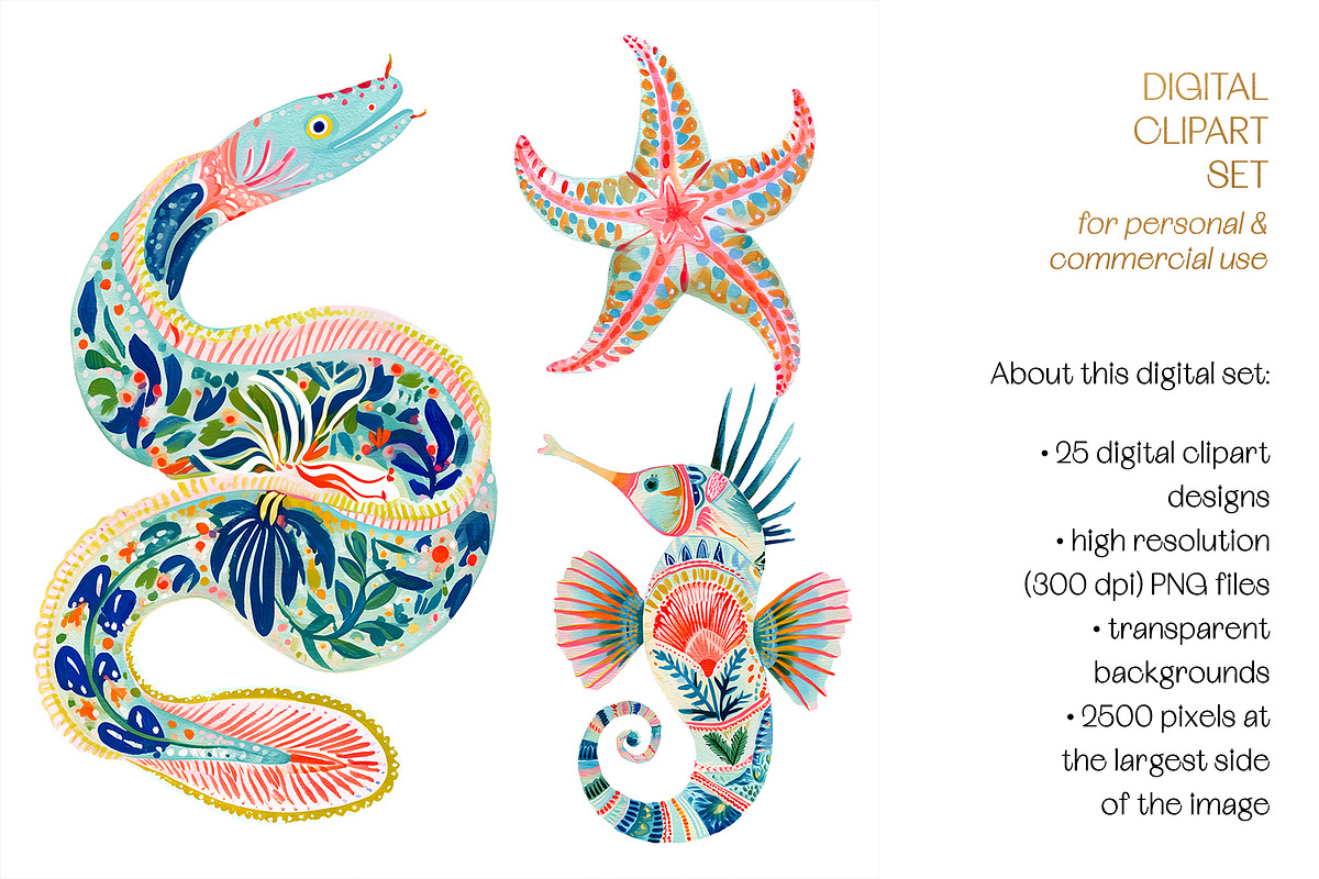Tropical Folk Art Reef Clipart, a Decorative Illustration by The Dutch Lady Designs (Photo 5 of 10)