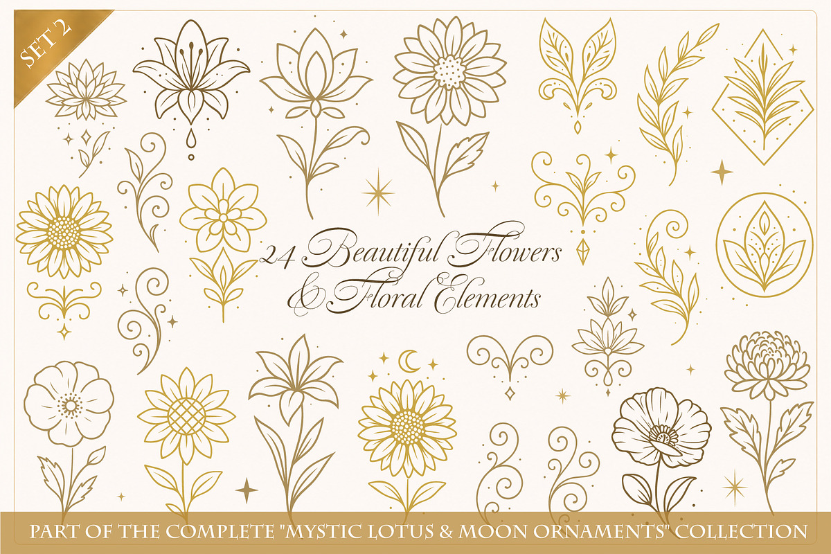 Botanical Floral Elements & Flowers, an Object Graphic by Christine Krahl (Photo 1 of 4)