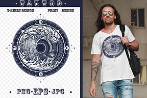 Compass and storm tattoo, a Decorative Illustration by intueri