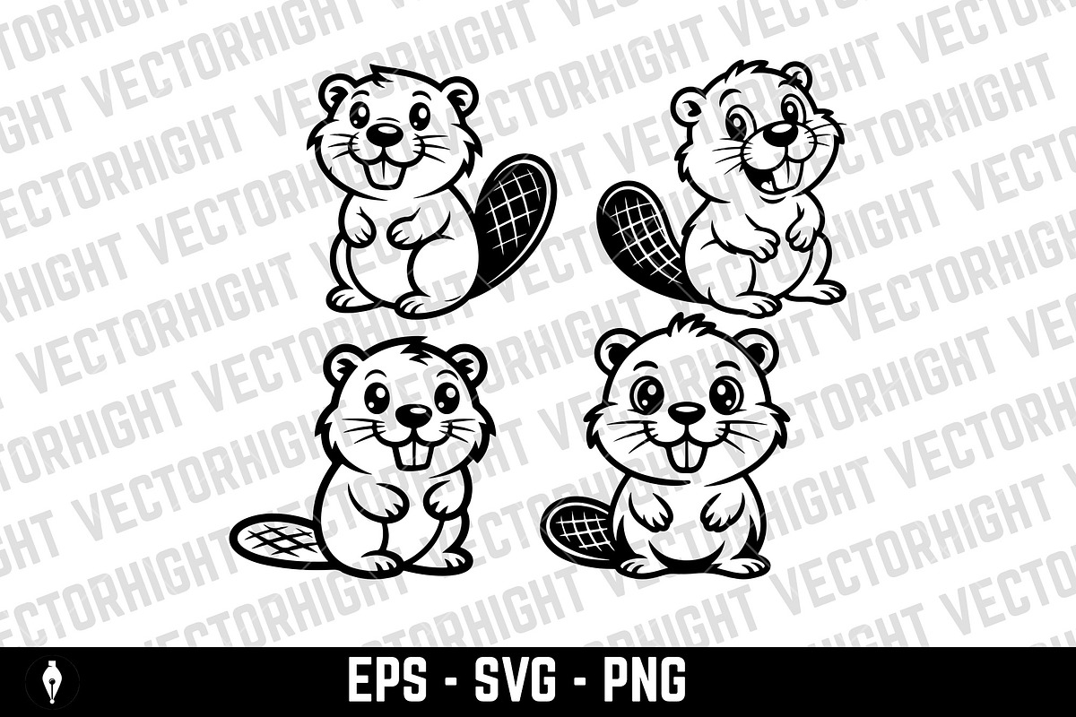 Cute happy smiling beaver mascot, an Animal Illustration by Vectorhight (Photo 1 of 3)