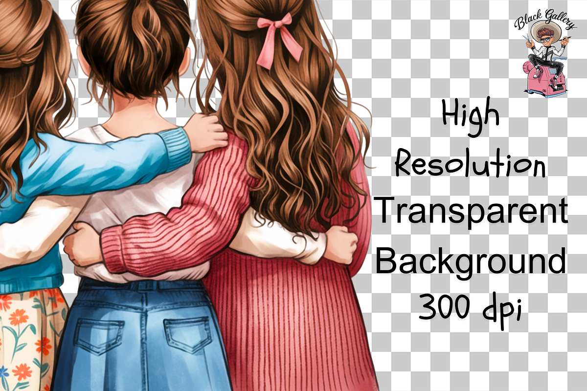Three Girls Hugging PNG Bundle, a Graphic by Clipart Bloom (Photo 11 of 11)