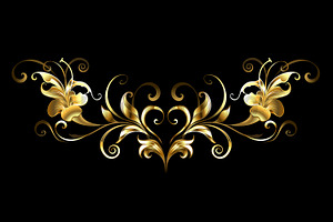 Antique frame with gold flowers